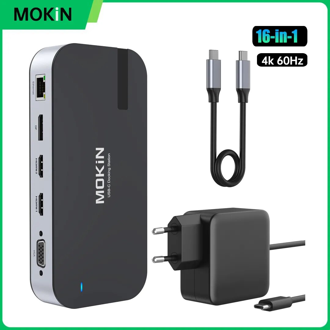 MOKiN USB C Ʈ ŷ ̼,  ũе T480 XPS 13/15, 4K  HDMI ÷ Ʈ, 4 USB, VGA, RJ45, USB C